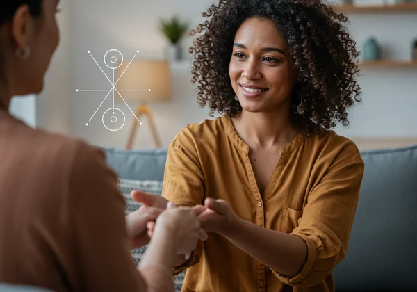 A compassionate woman helping others, symbolizing Enneagram Type 2