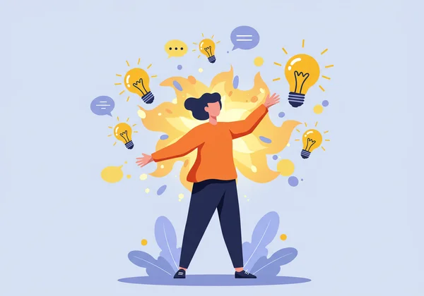 Orang yang bertenaga dengan aura ceria, melambangkan kegembiraan Jenis 7