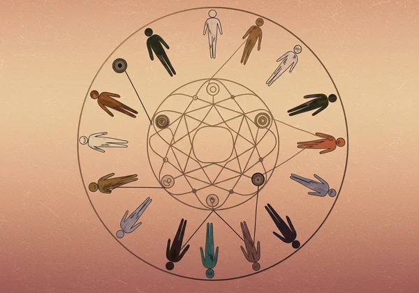 Simbol Enneagram menghubungkan pelbagai jenis personaliti