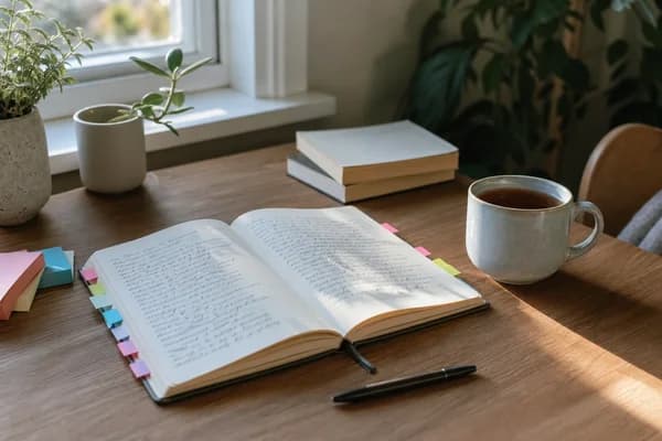 Personality notes on a quiet desk