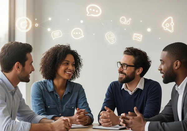 People connecting, symbolizing improved relationships with Enneagram.