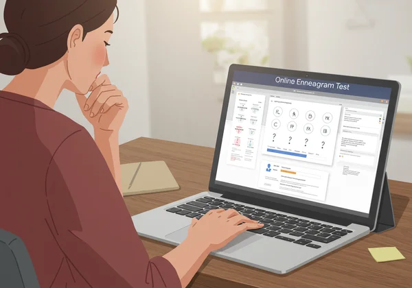 Person taking an online Enneagram personality test