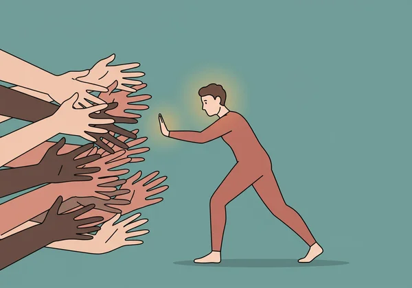 A person setting clear boundaries for self-care, symbolizing growth