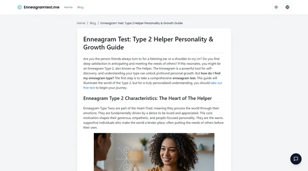 Test de Eneagrama: Guía sobre la Personalidad y el Crecimiento del Ayudador Tipo 2